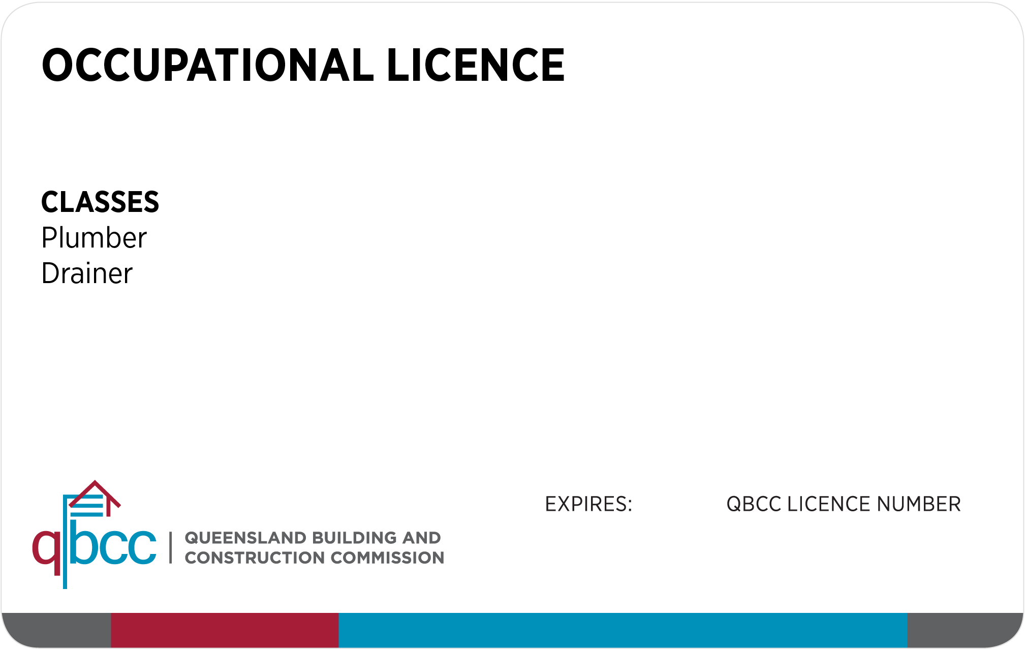 Occupational licence card design