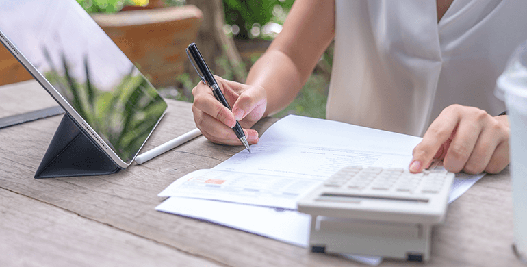 person documents tablet documents quotes calculator