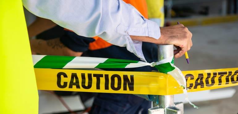 Caution tape at building site
