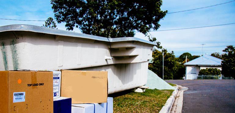 Boxes outside a house