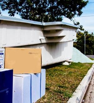 Boxes outside house